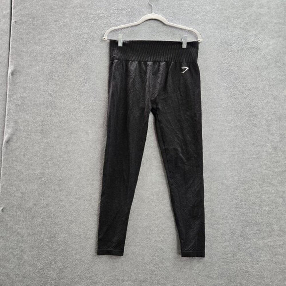 Gymshark Women Activewear Pants Medium Gray Leggings Cropped Logo 24 in Inseam